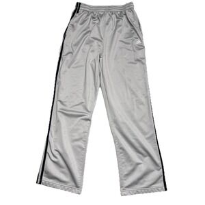 Adidas Shiny Silky Dazzle Pants Men's L Gray Silver Black Stripes Baggy Y2K